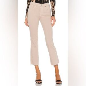 Trave Colette Kick Flare Jeans Mushroom Wash Raw Hem Ankle High Rise Sz 29